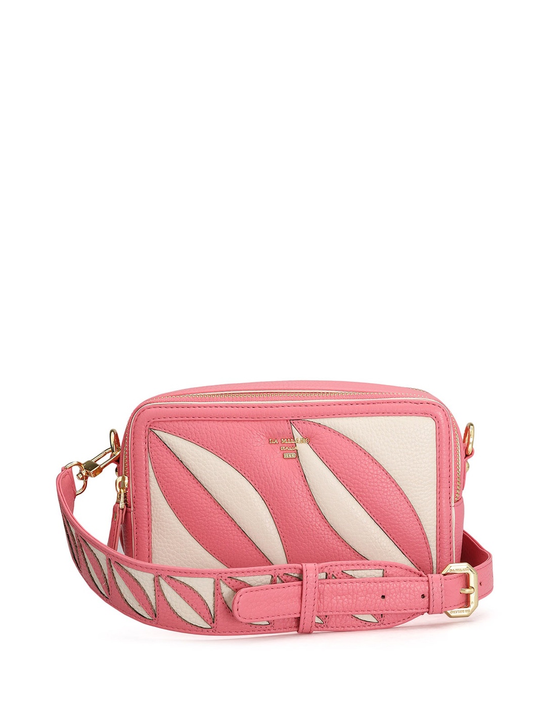 

Da Milano Colourblocked Leather Structured Sling Bag, Pink