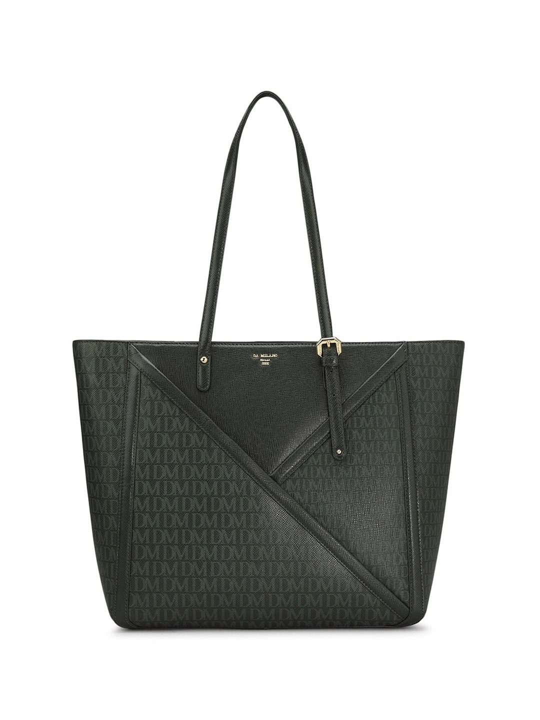 

Da Milano Geometric Textured Leather Oversized Shopper Shoulder Bag, Green