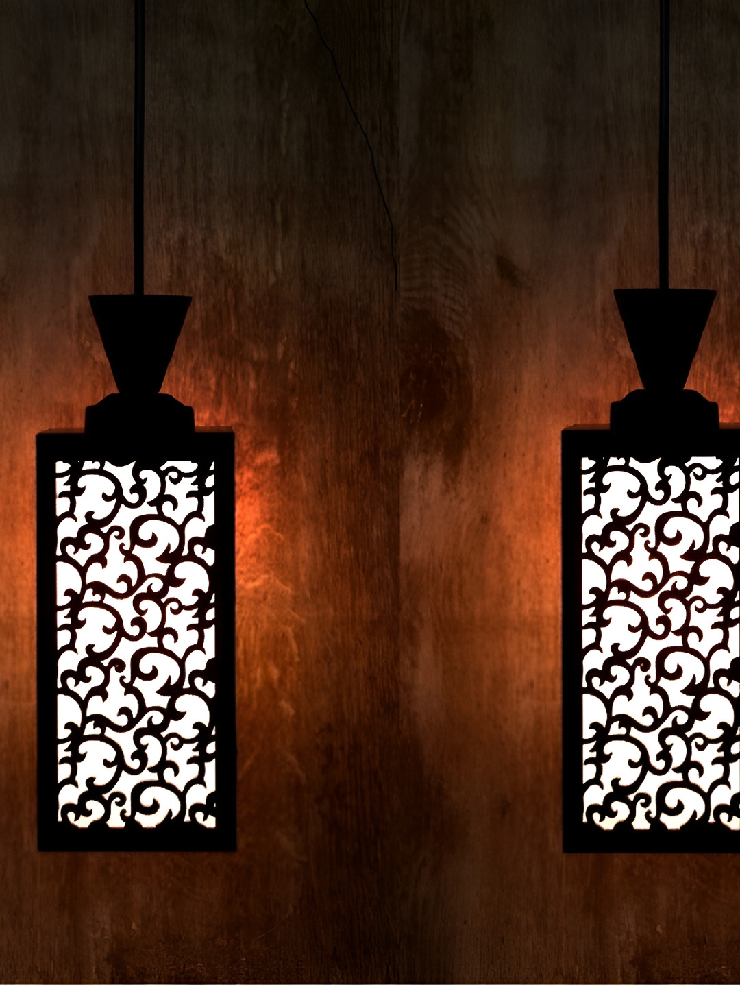 

1ST TIME Brown 2 Pieces Textured Contemporary Wooden Ceiling Lamp
