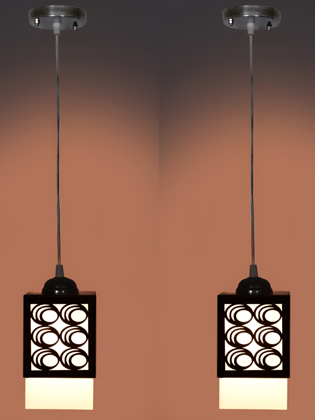 

1ST TIME Black 2 Pieces Textured Wooden Rectangle Contemporary Ceiling Lamp