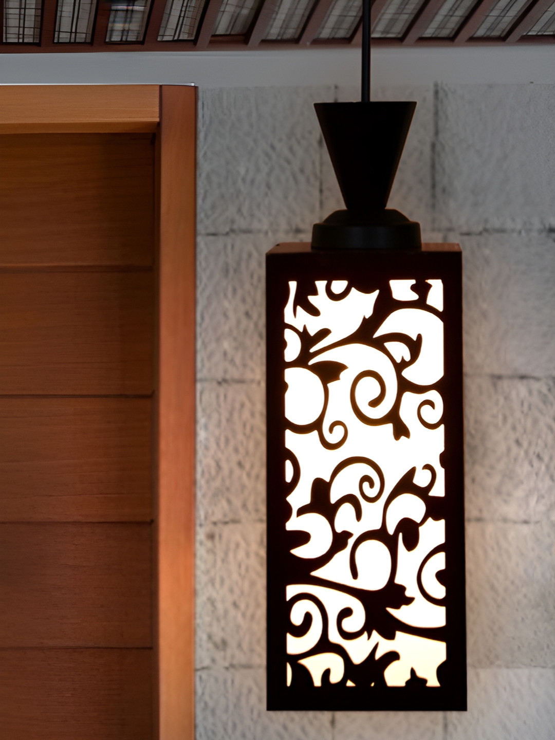 

1ST TIME Brown & White Textured Wooden Traditional Ceiling Lamps