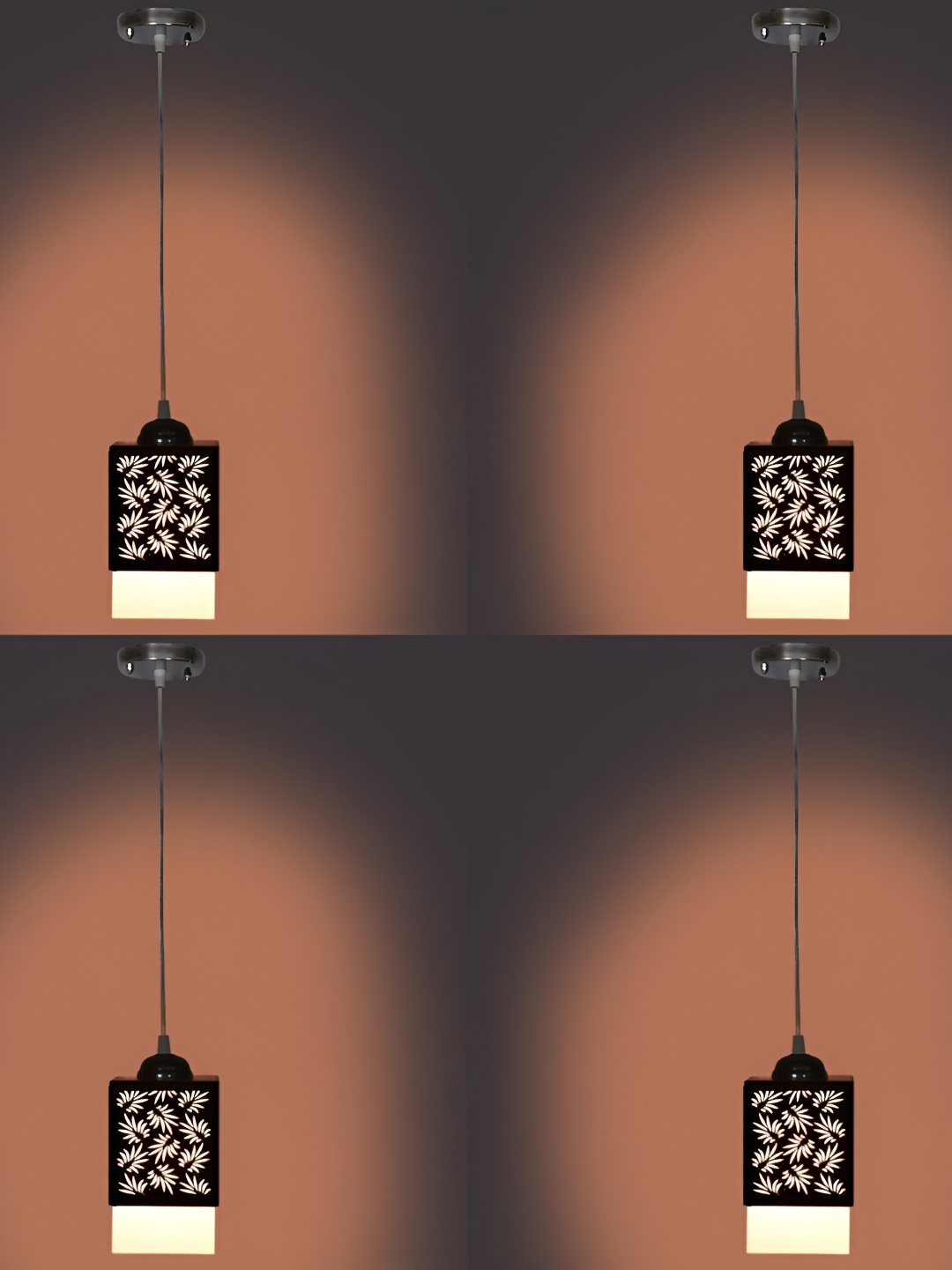 

1ST TIME Black 4 Pieces Textured Rectangular Wooden Contemporary Ceiling Lamps