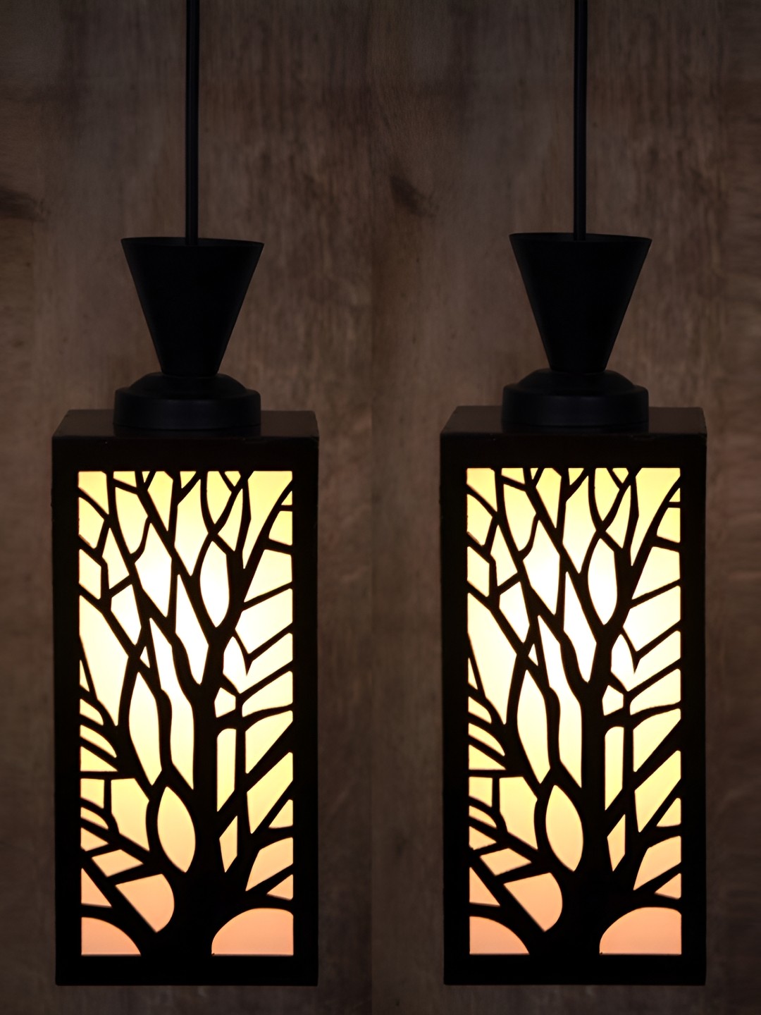 

1ST TIME Brown 2 Pieces Textured Wooden Contemporary Ceiling Lamp
