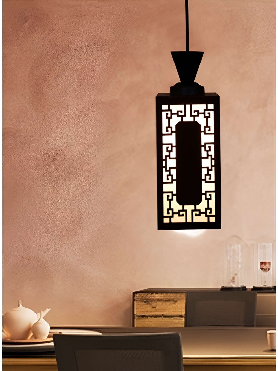 

1ST TIME Brown and White Textured Traditional Ceiling Lamp