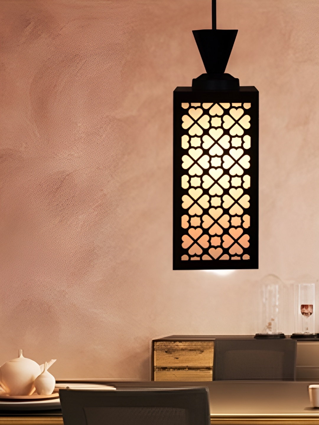 

1ST TIME Brown Textured Contemporary Wooden Ceiling Lamp