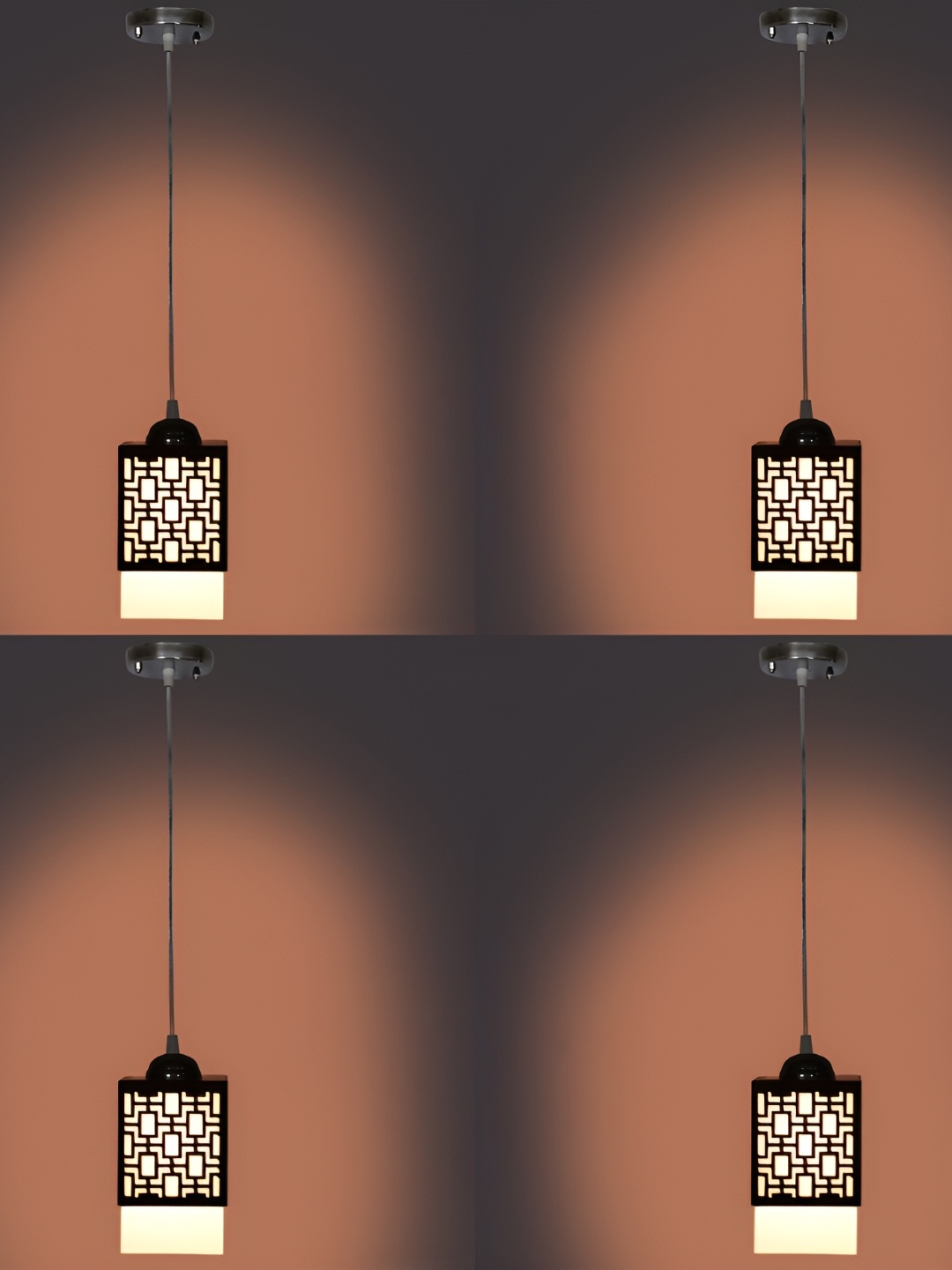 

1ST TIME Brown 4 Pieces Textured Wooden Traditional Ceiling Lamp