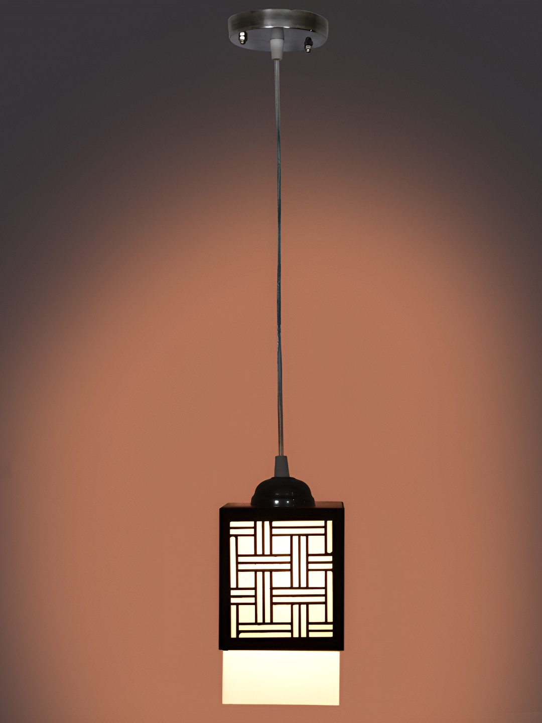 

1ST TIME Brown & White Textured Wooden Traditional Ceiling Lamp