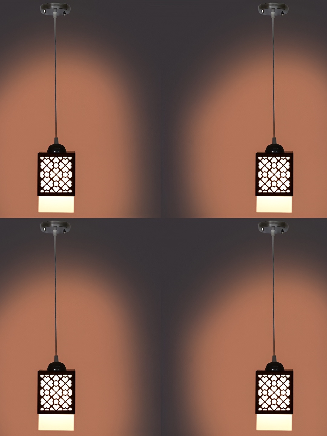 

1ST TIME Black 4 Pieces Textured Wooden Rectangle Contemporary Ceiling Lamp