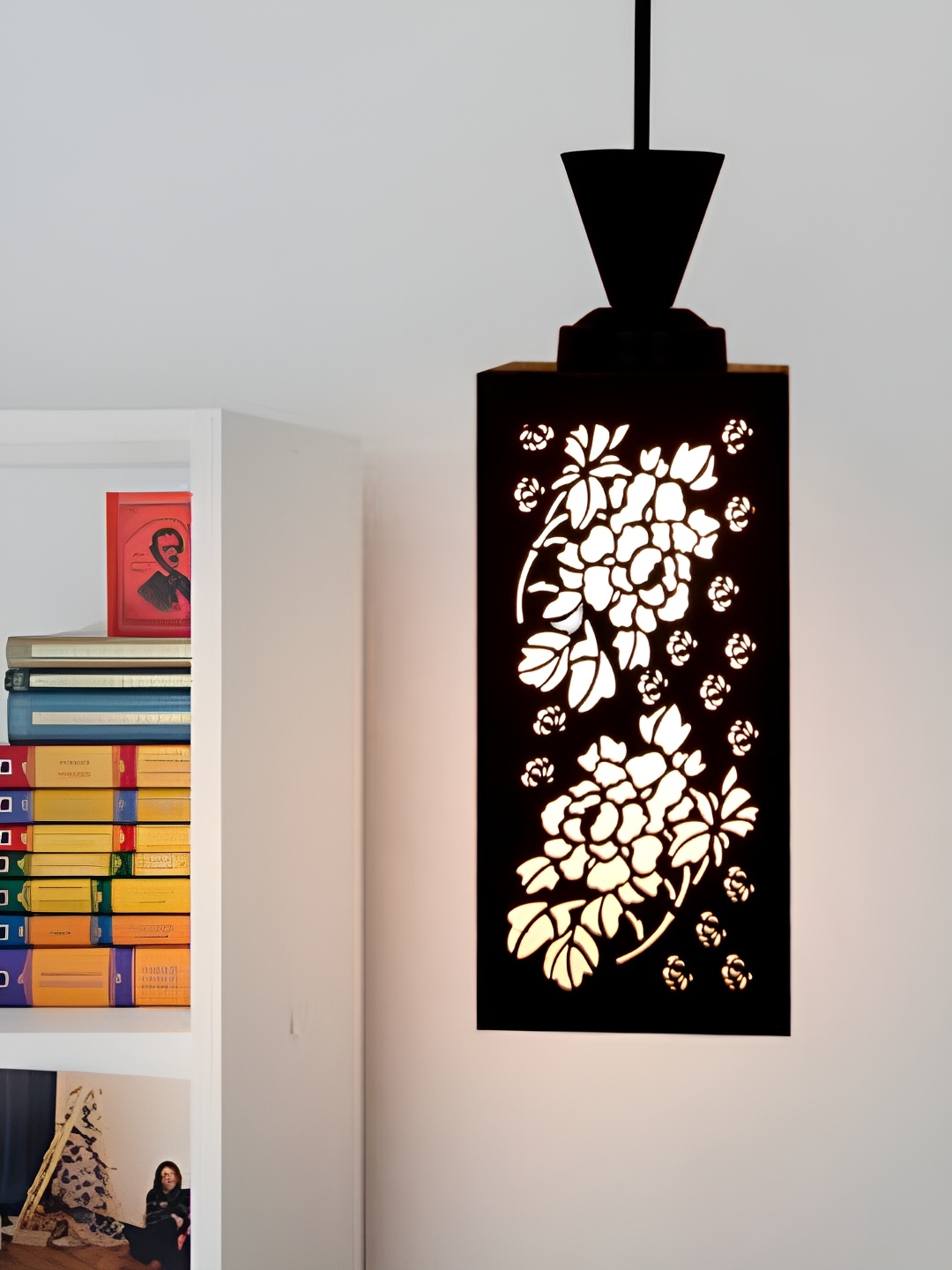 

1ST TIME Brown & Black Textured Rectangular Wooden Contemporary Ceiling Lamp
