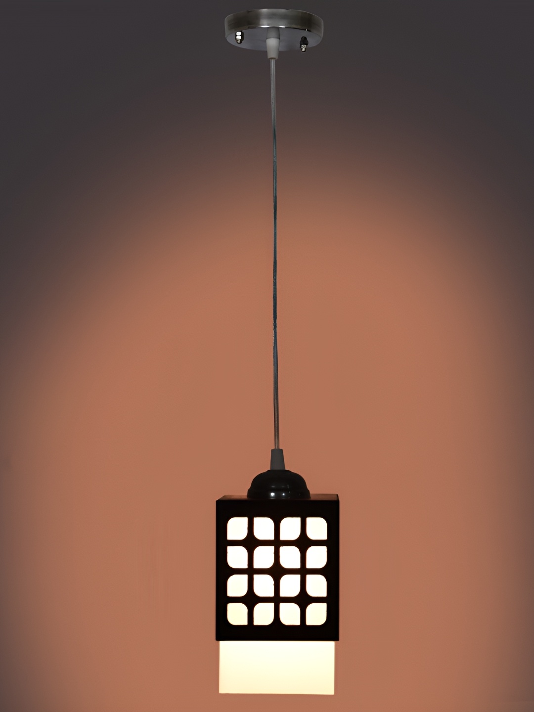 

1ST TIME Brown Textured Rectangular Wooden Contemporary Ceiling Lamp