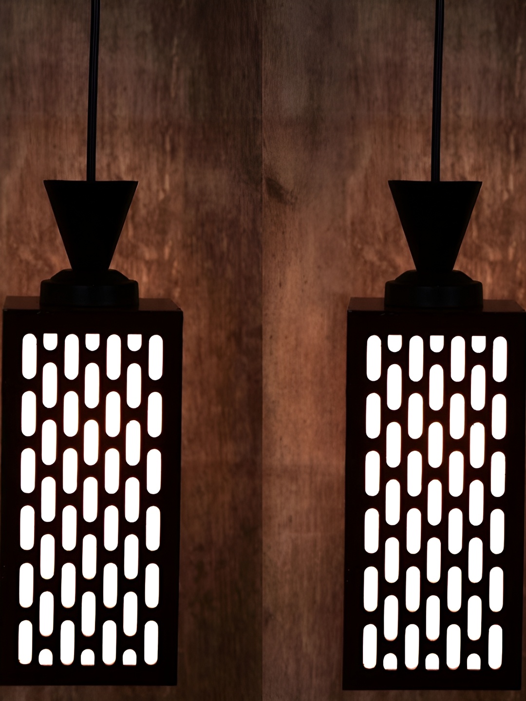 

1ST TIME Brown Textured Rectangle Self Assembly Wooden Contemporary Ceiling Lamp