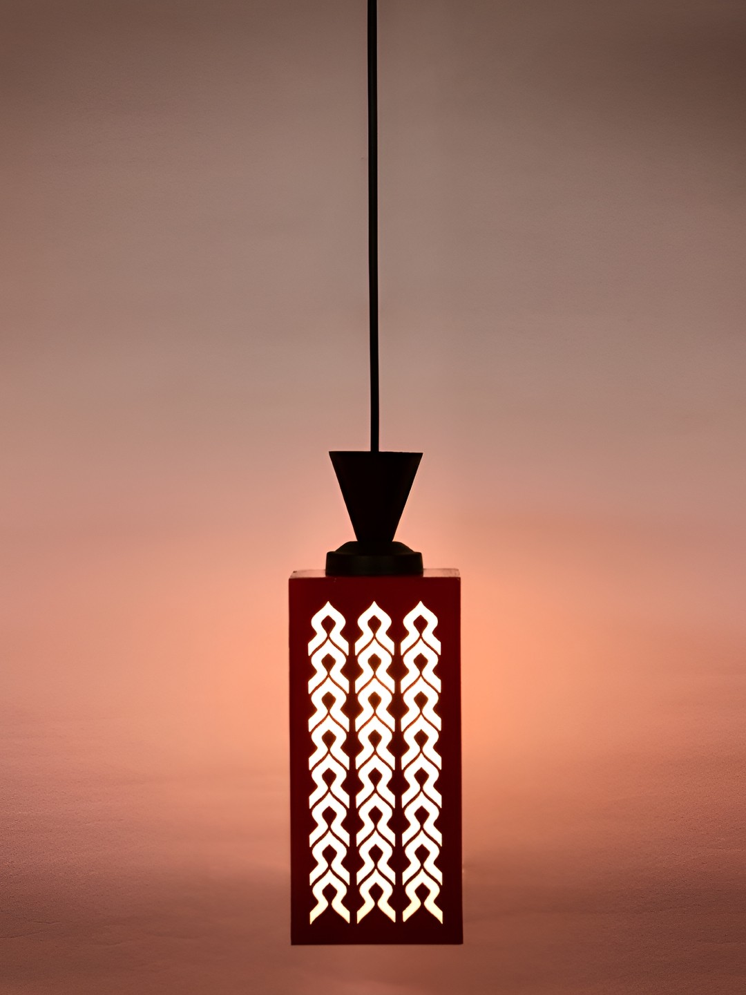 

1ST TIME Red & White Textured Wooden Rectangle Contemporary Ceiling Lamp