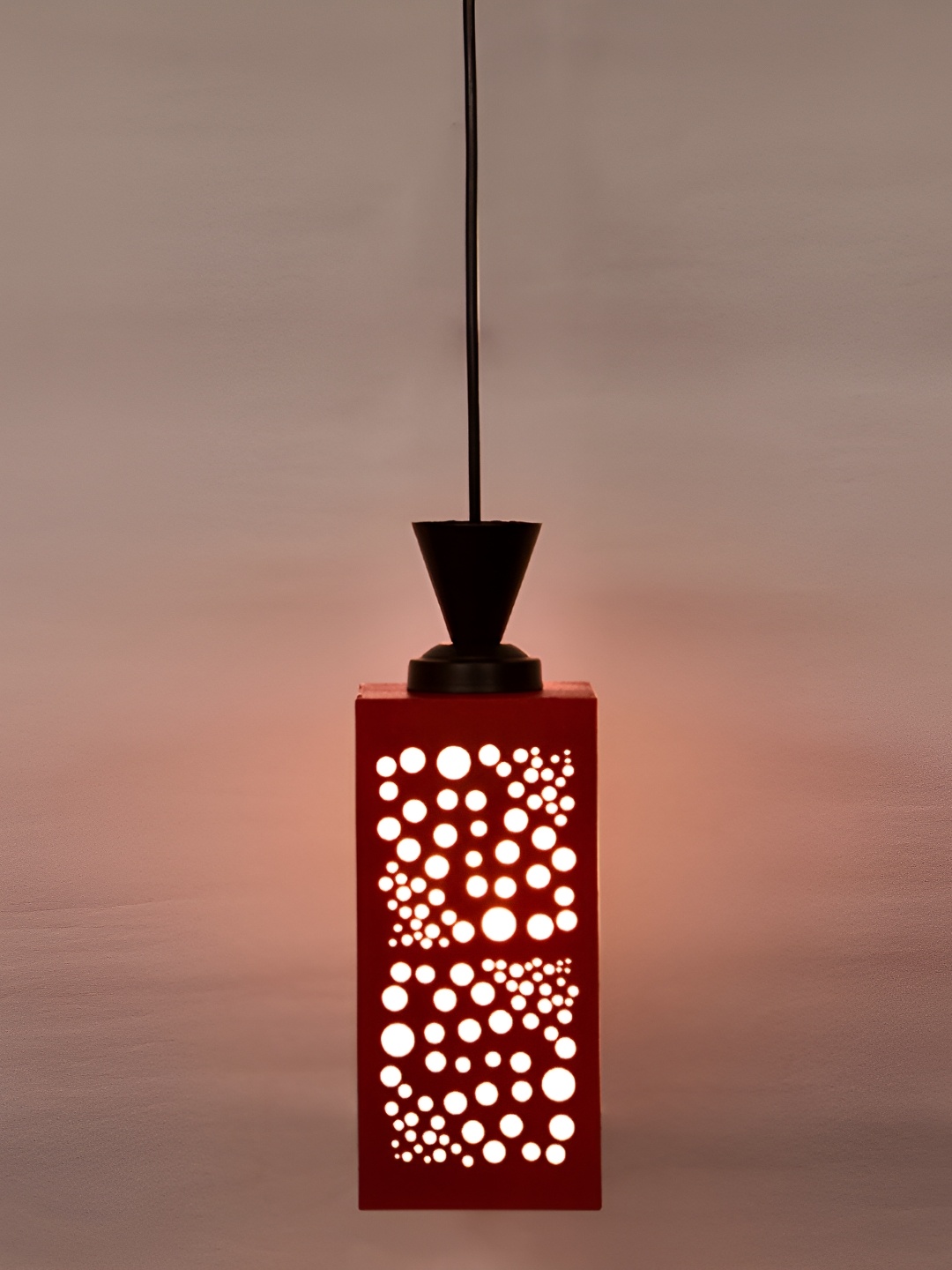 

1ST TIME Red Textured Rectangle Contemporary Wooden Ceiling Lamp