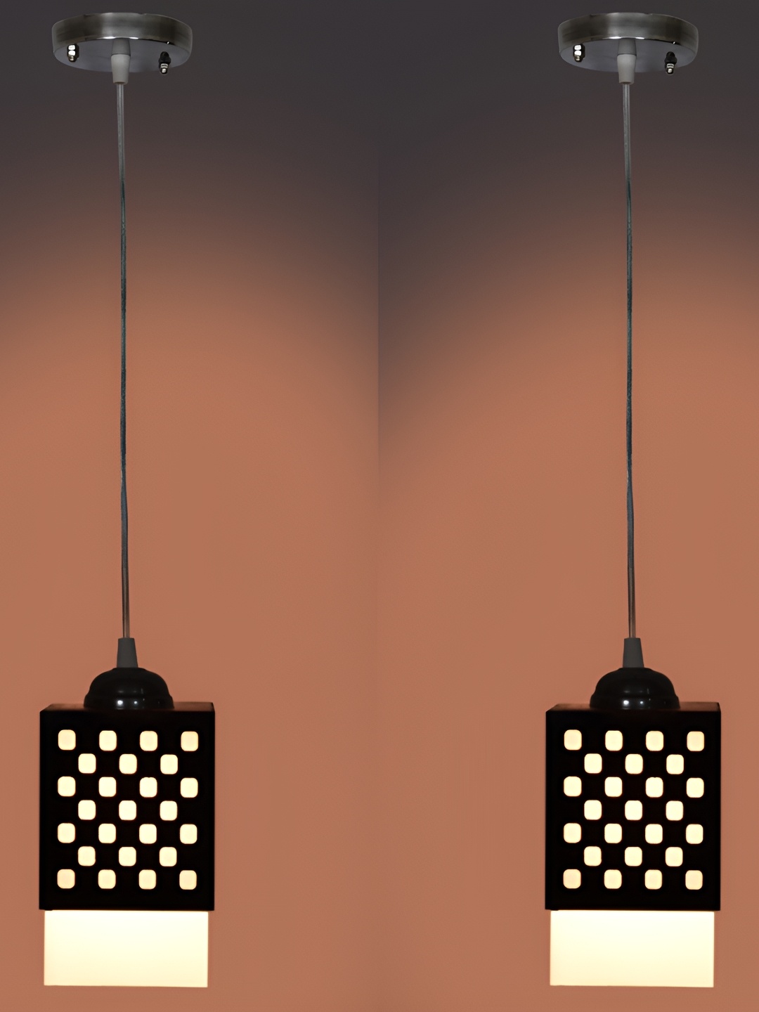 

1ST TIME Brown Textured Square Ceiling Lamp