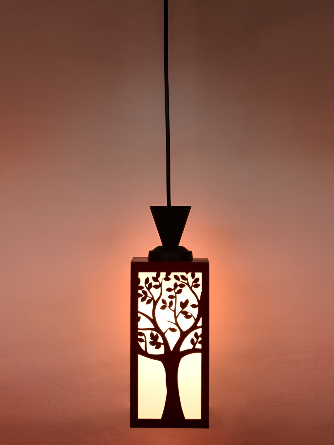 

1ST TIME Red Textured Wooden Rectangle Contemporary Ceiling Lamp