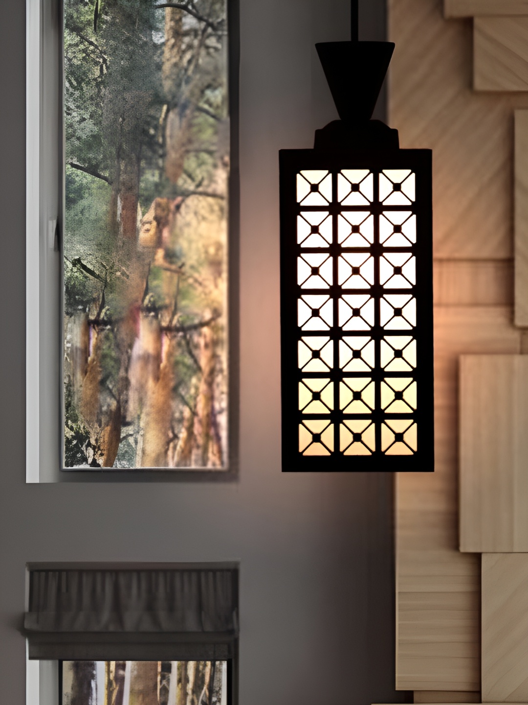 

1ST TIME Brown Rectangular Textured Ceiling Lamp