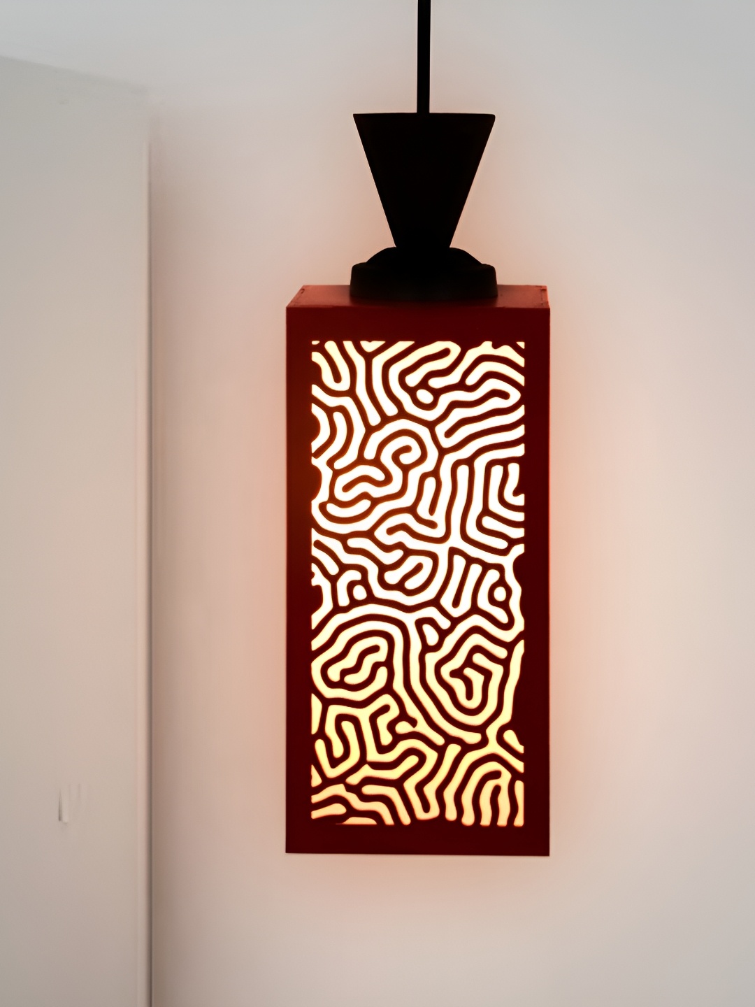 

1ST TIME Red and White Wooden Textured Traditional Ceiling Lamp