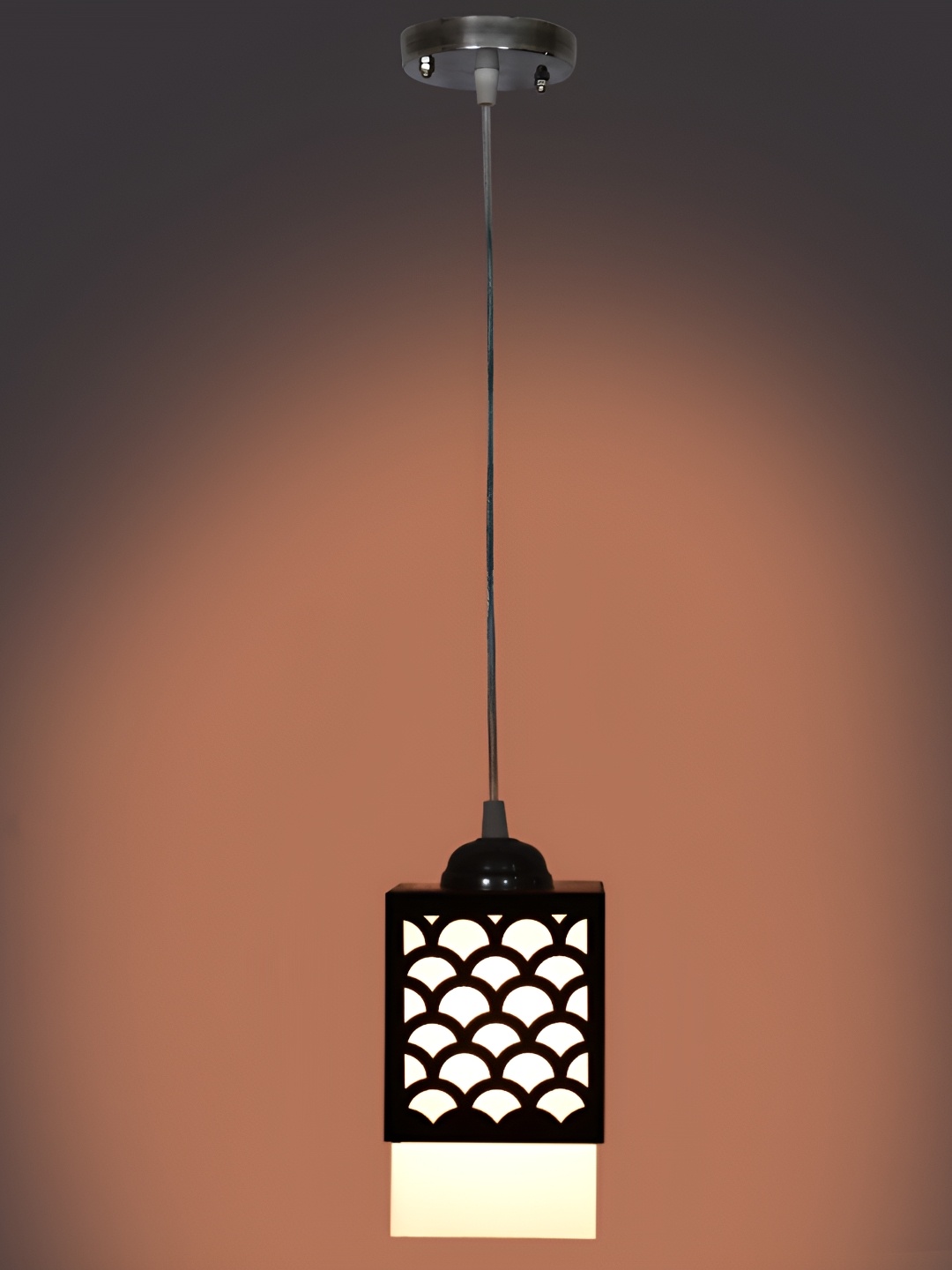 

1ST TIME Brown Textured Rectangle Contemporary Wooden Ceiling Lamp