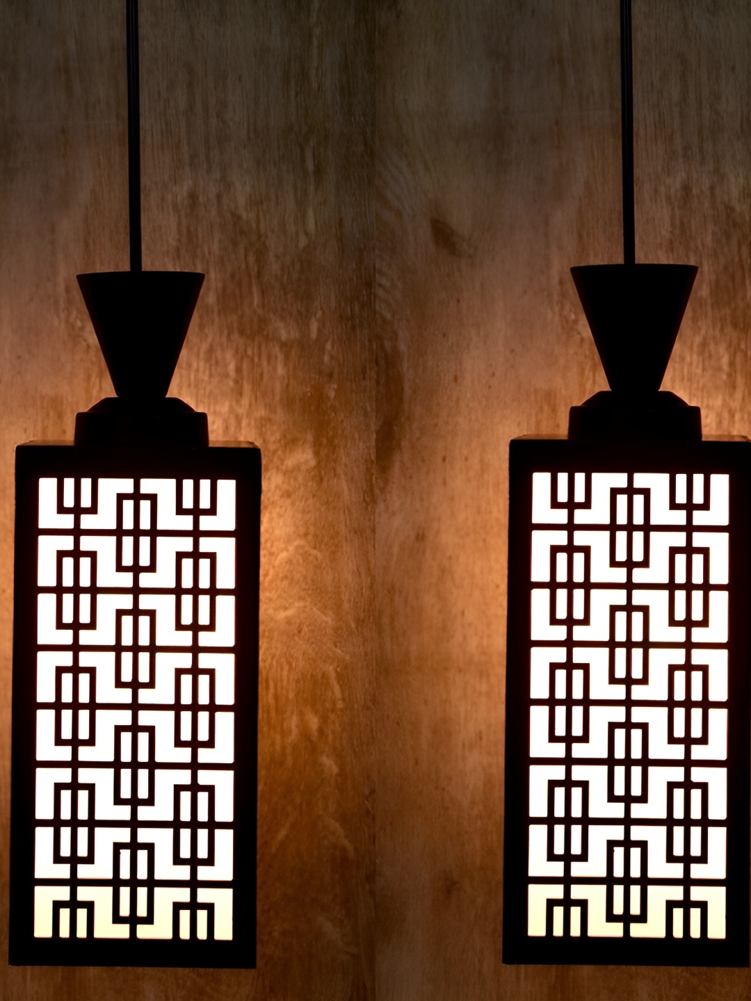 

1ST TIME Brown 2 Pieces Textured Traditional Wooden Ceiling Lamp