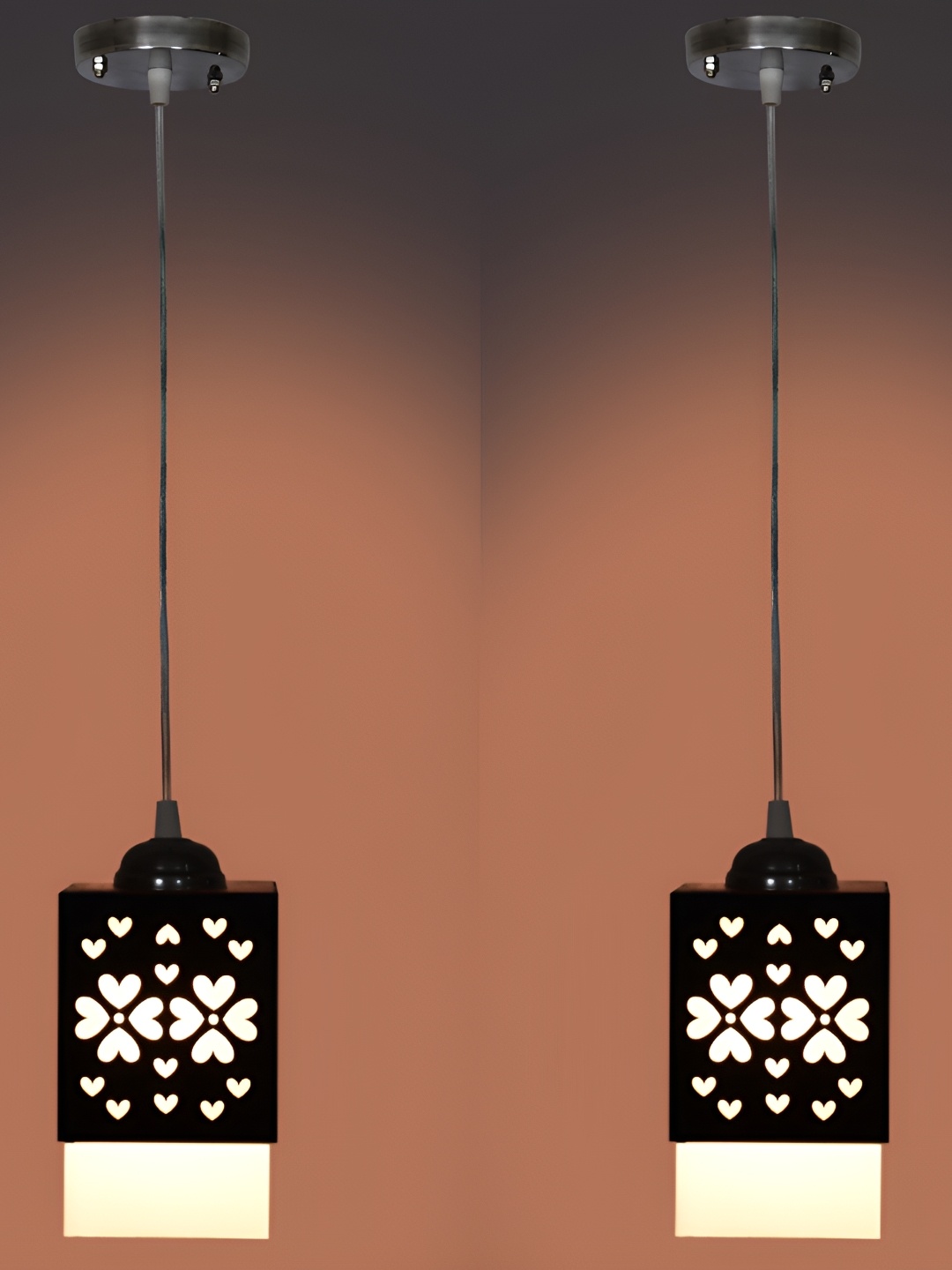 

1ST TIME Black 2 Pieces Textured Wooden Rectangle Contemporary Ceiling Lamp