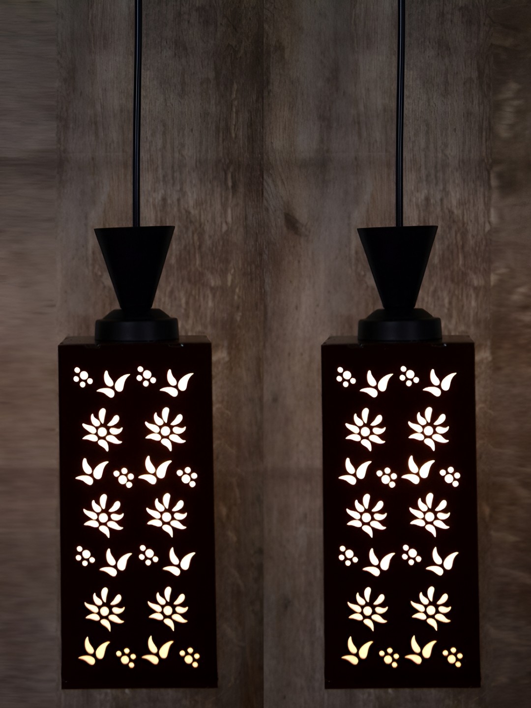 

1ST TIME Brown 2 Pieces Textured Contemporary Rectangle Shaped Ceiling Lamp