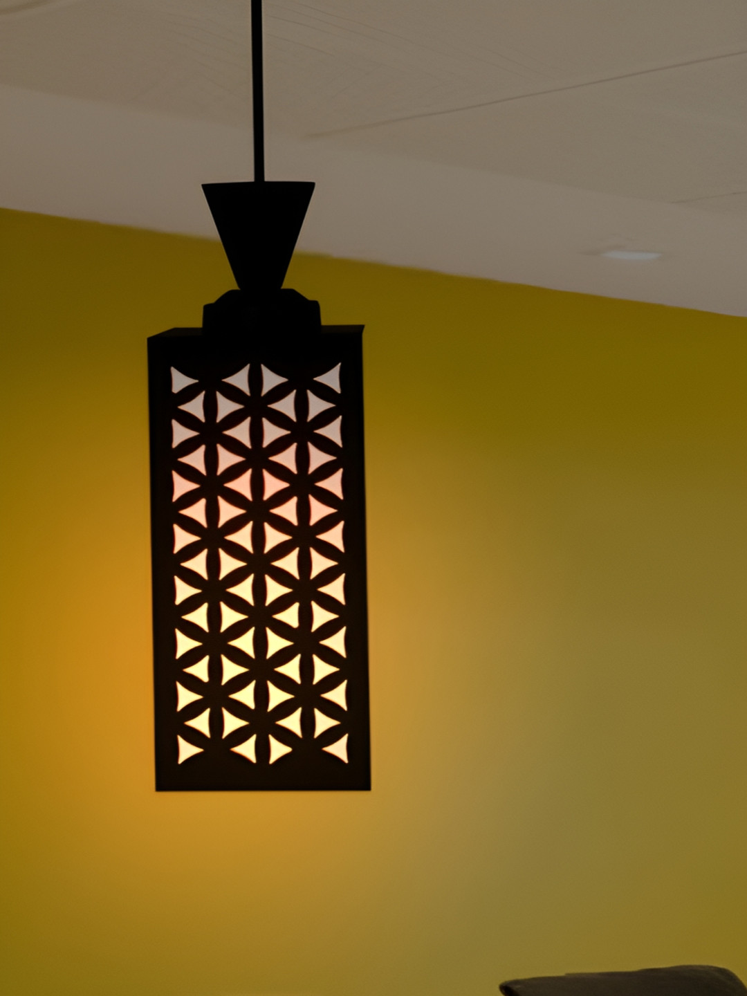 

1ST TIME Brown Textured Rectangle Contemporary Wooden Ceiling Lamp