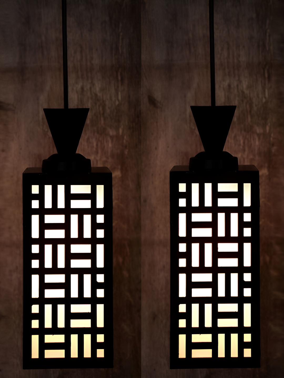 

1ST TIME Brown 2 Pieces Textured Wooden Contemporary Ceiling Lamp