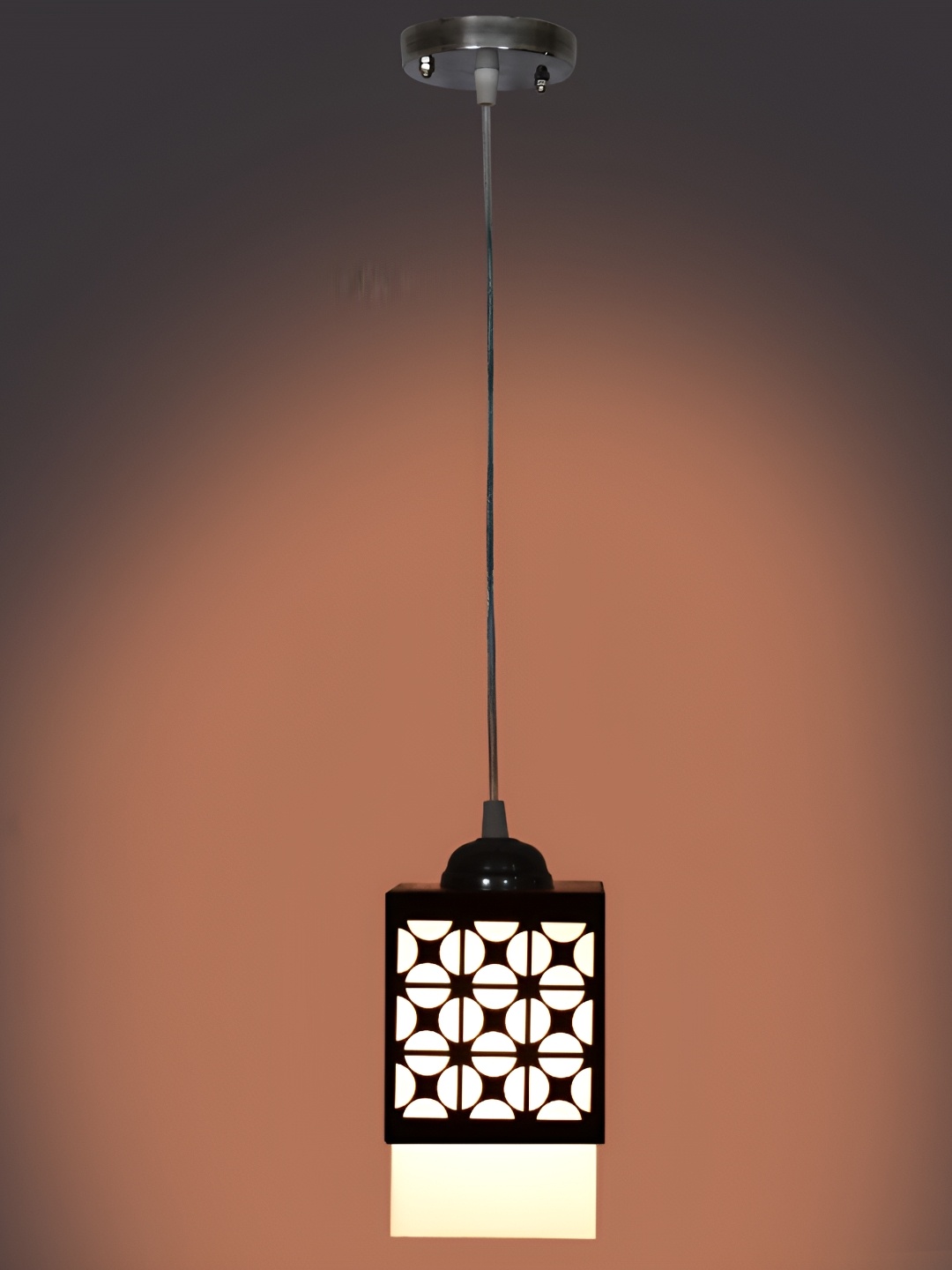 

1ST TIME Black Textured Rectangle Self Assembly Wooden Contemporary Ceiling Lamp
