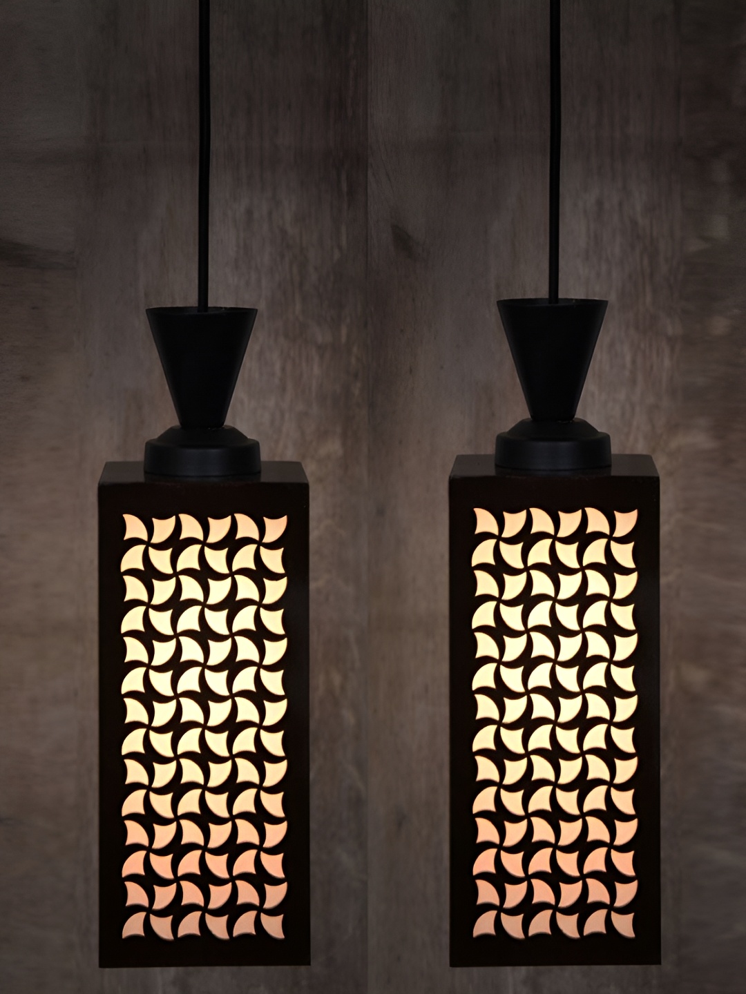 

1ST TIME Brown 2 Pieces Textured Wooden Contemporary Ceiling Lamp