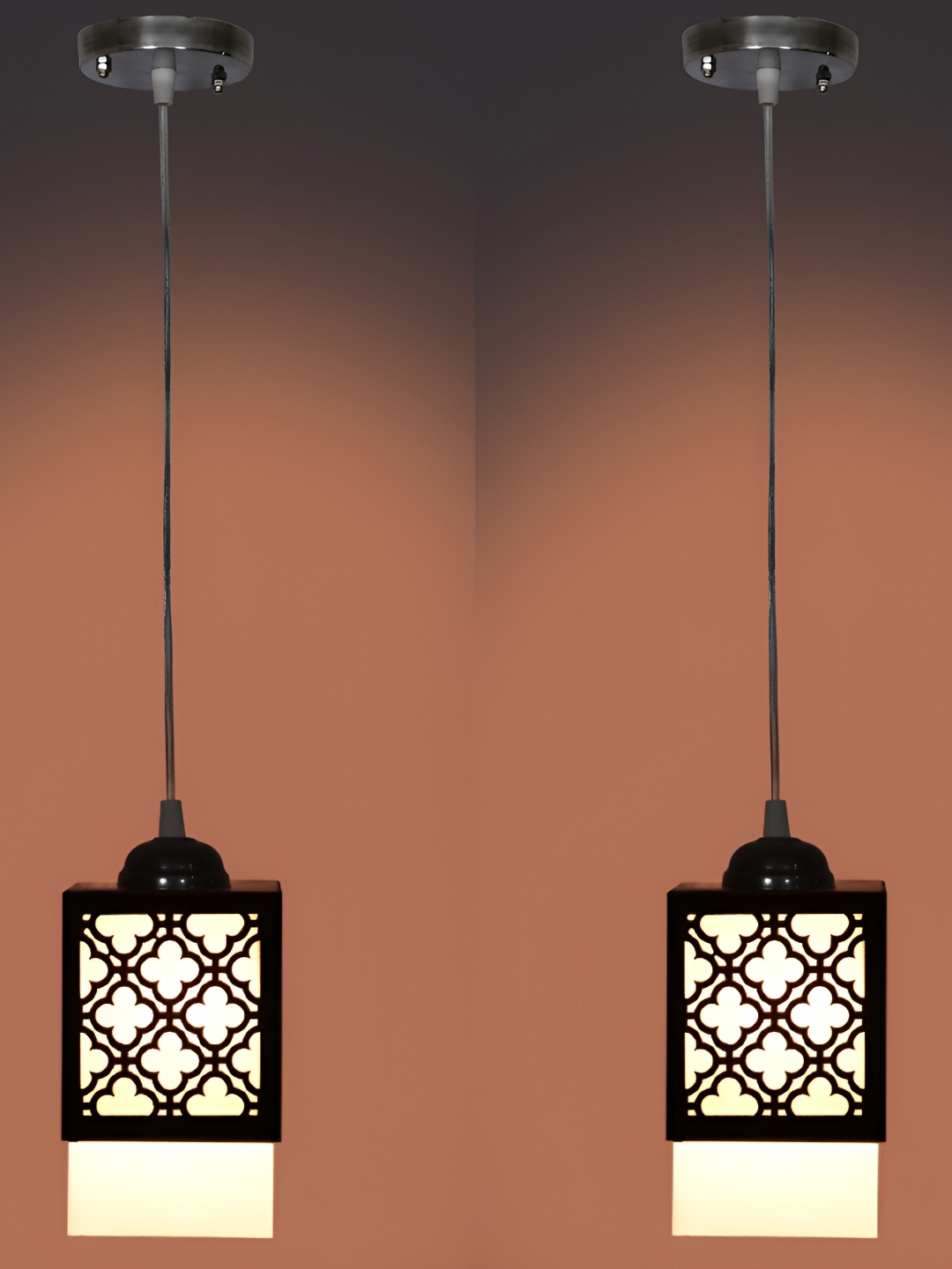 

1ST TIME Black 2 Pieces Textured Traditional Wooden Ceiling Lamp