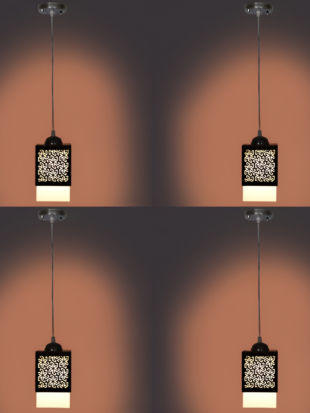 

1ST TIME Brown 4 Pieces Textured Wooden Traditional Ceiling Lamp