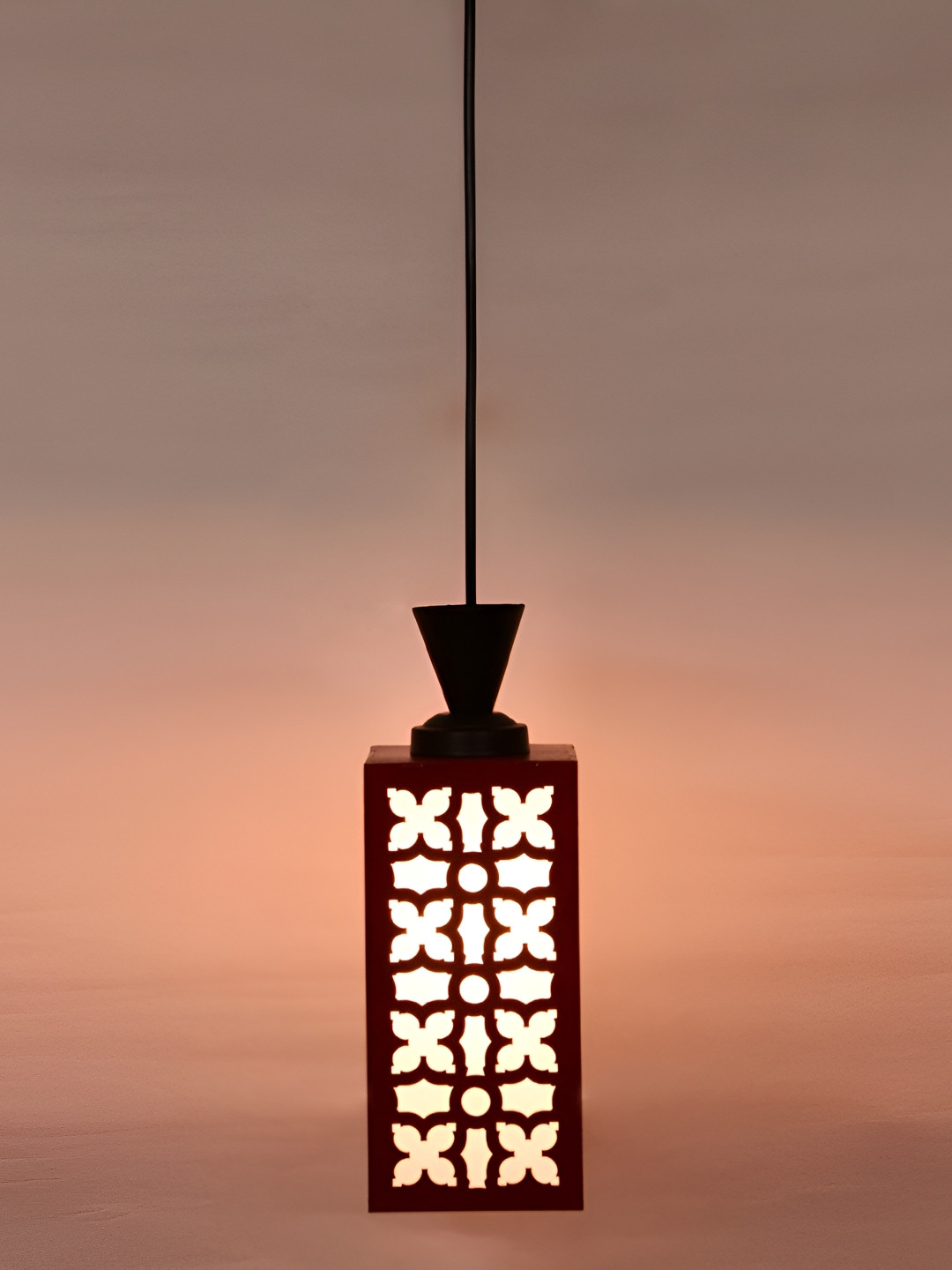 

1ST TIME Red Textured Traditional Wooden Ceiling Lamp
