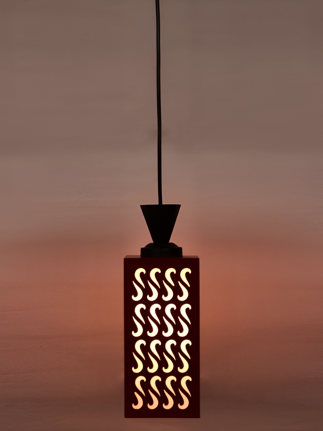 

1ST TIME Red & White Textured Rectangle Wooden Contemporary Ceiling Lamp