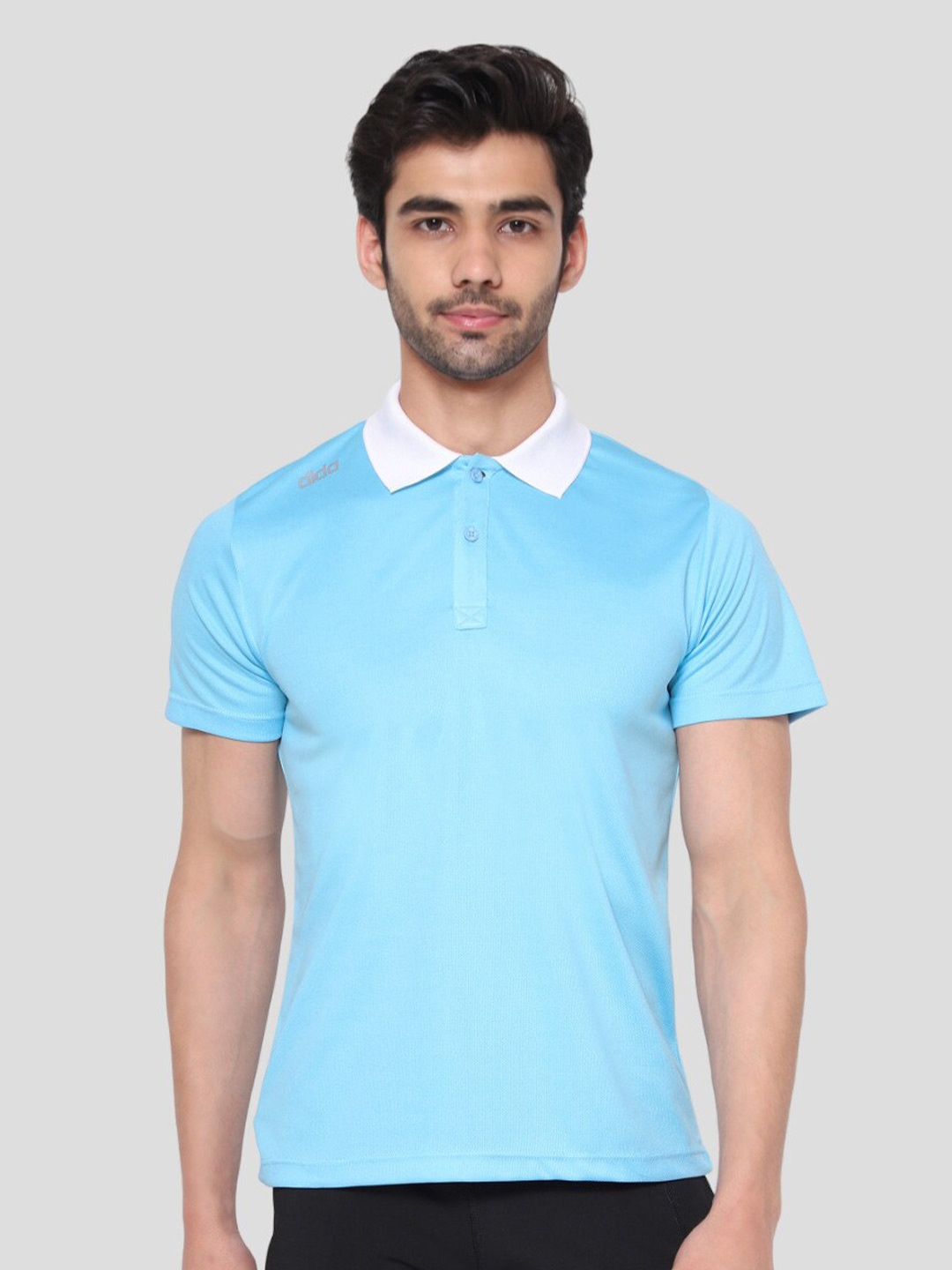 

DIDA Regular Fit Short Sleeves Polo Collar Dri-FIT Applique T-shirt, Blue