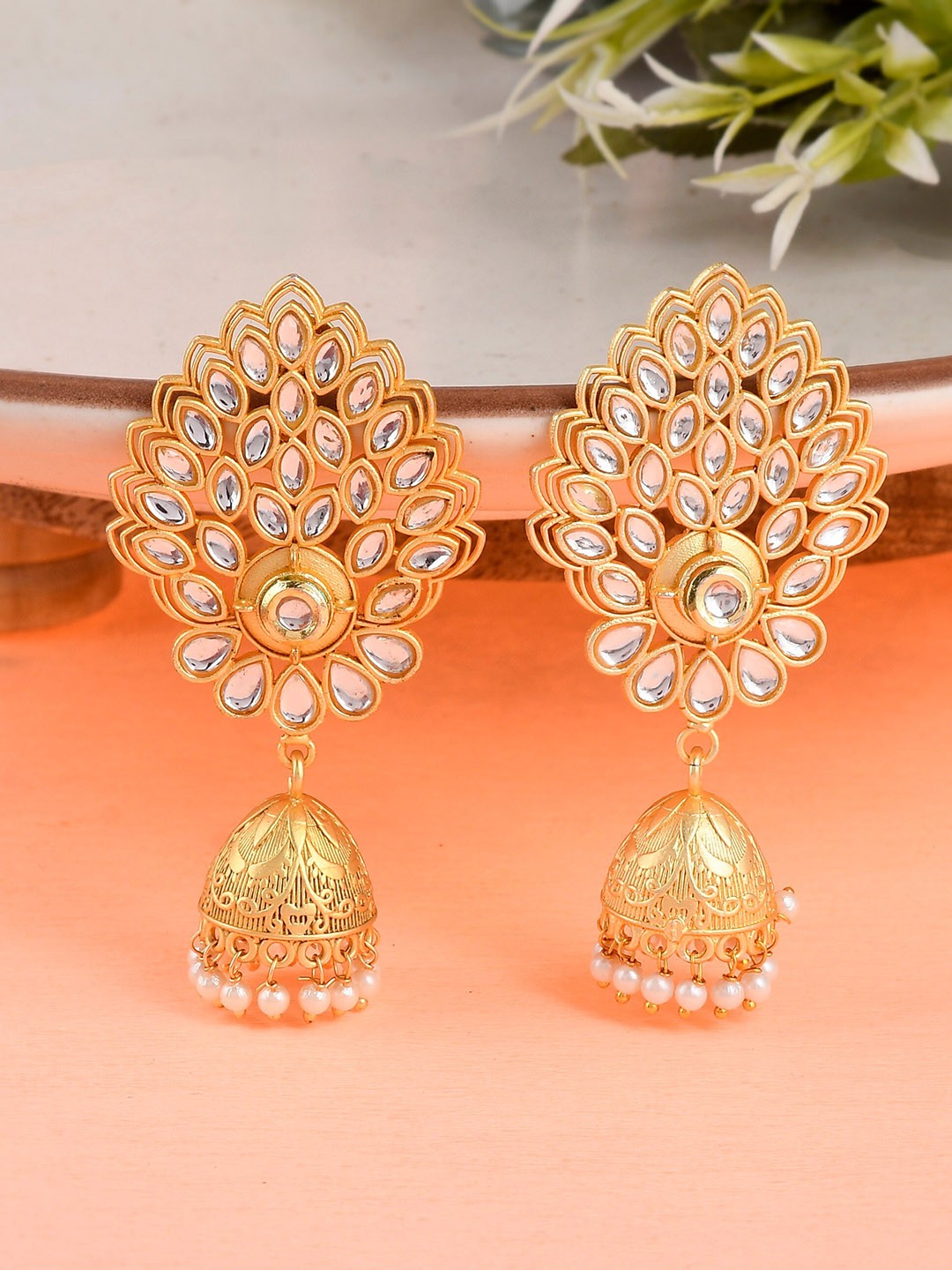 

Silvermerc Designs Gold-Plated Circular Jhumkas