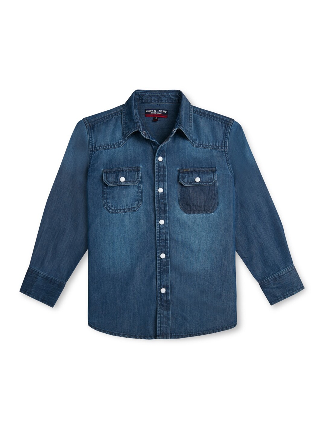 

Gini and Jony Boys Spread Collar Denim Casual Shirt, Blue