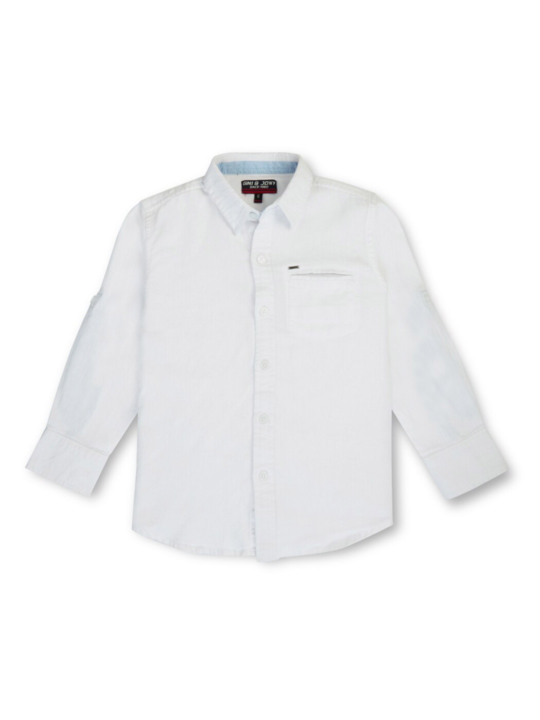 

Gini and Jony Boys Spread Collar Opaque Cotton Casual Shirt, White