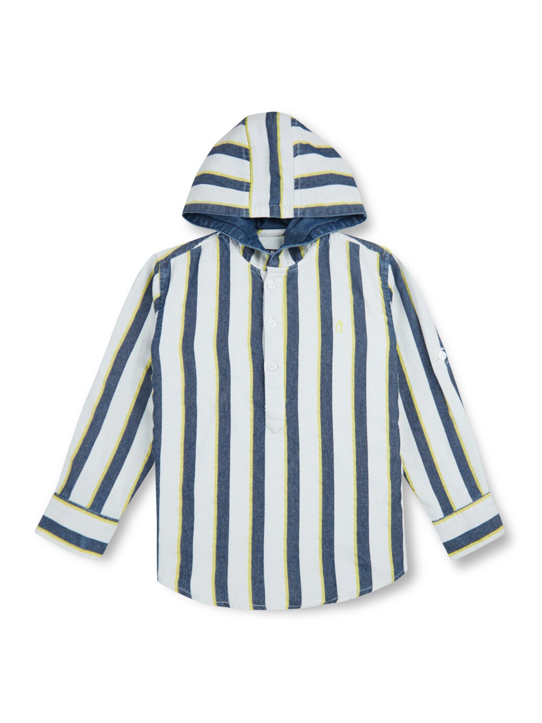 

Gini and Jony Boys Vertical Striped Hooded Cotton Casual Shirt, White