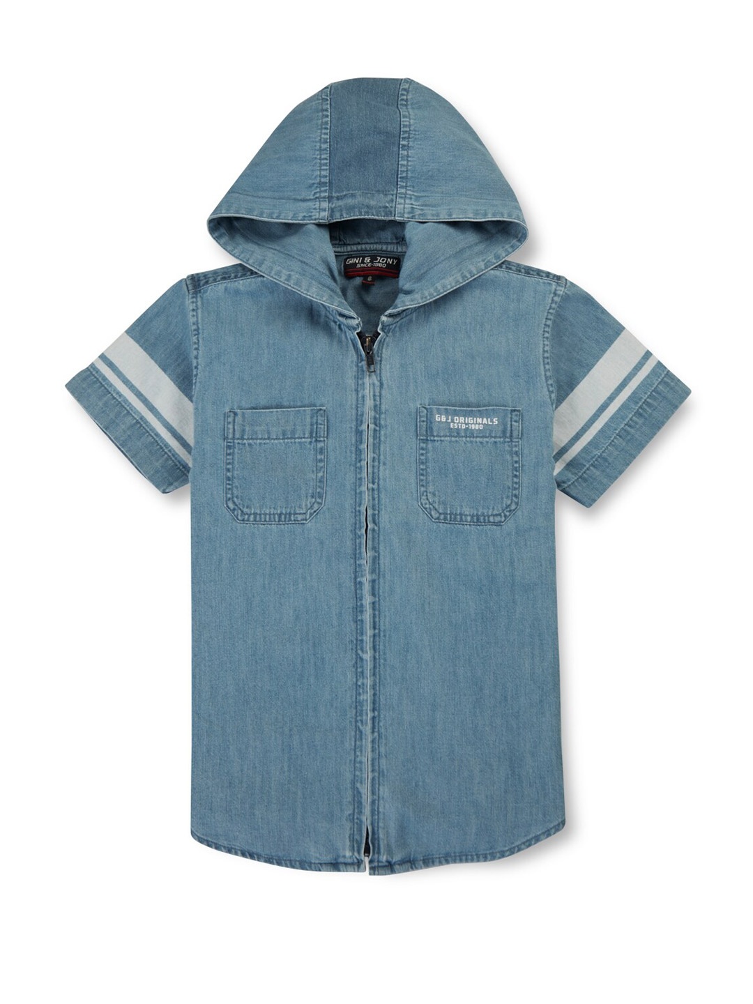 

Gini and Jony Boys Hooded Denim Casual Shirt, Blue