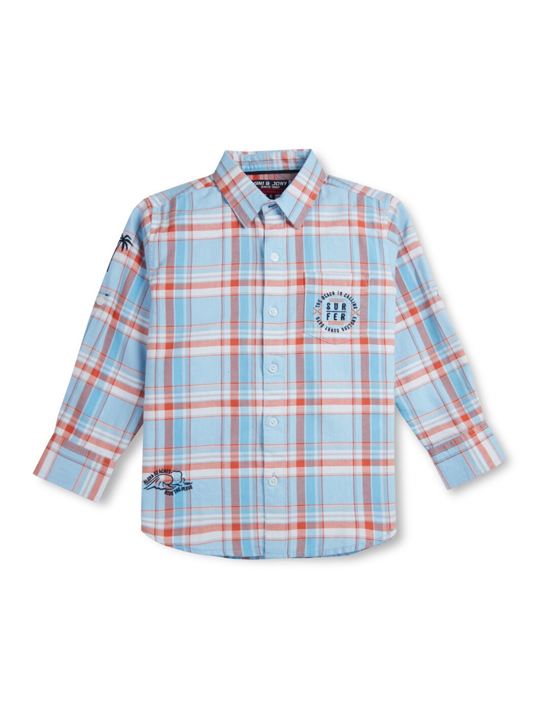 

Gini and Jony Boys Tartan Checked Cotton Casual Shirt, Blue