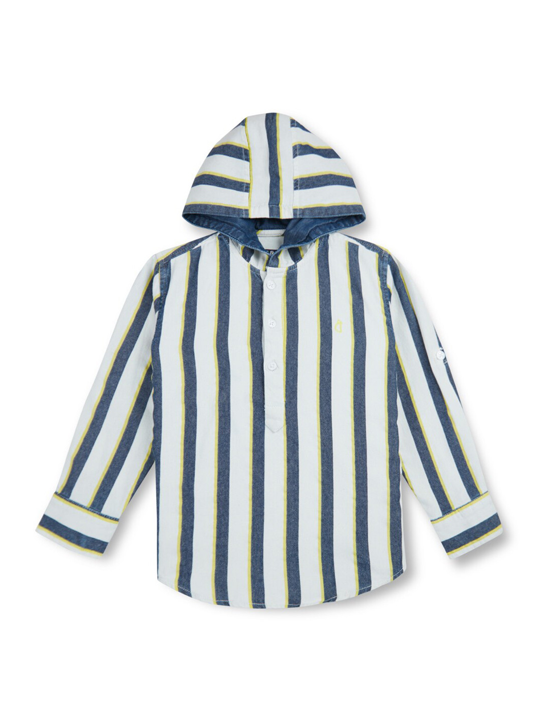 

Gini and Jony Boys Vertical Striped Hooded Cotton Casual Shirt, White