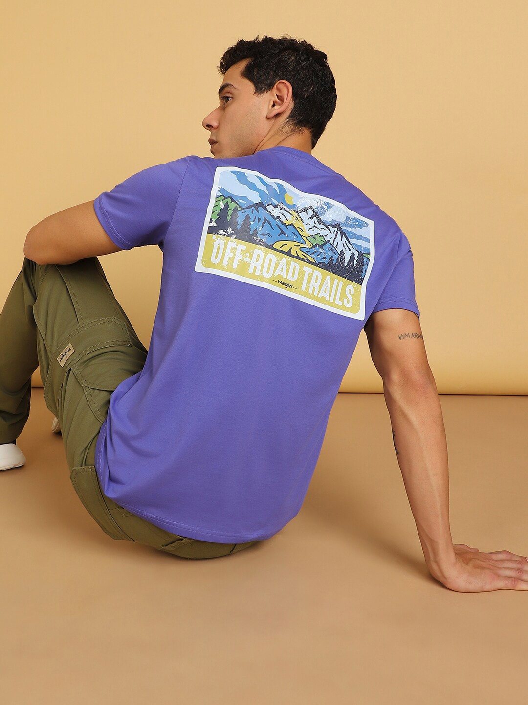 

Wrangler Graphic Printed Cotton T-shirt, Purple