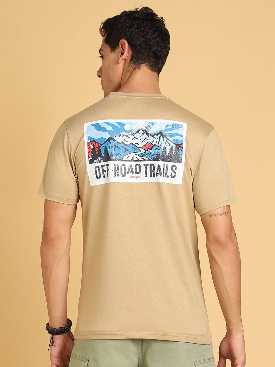 

Wrangler Graphic Printed Cotton T-shirt, Beige