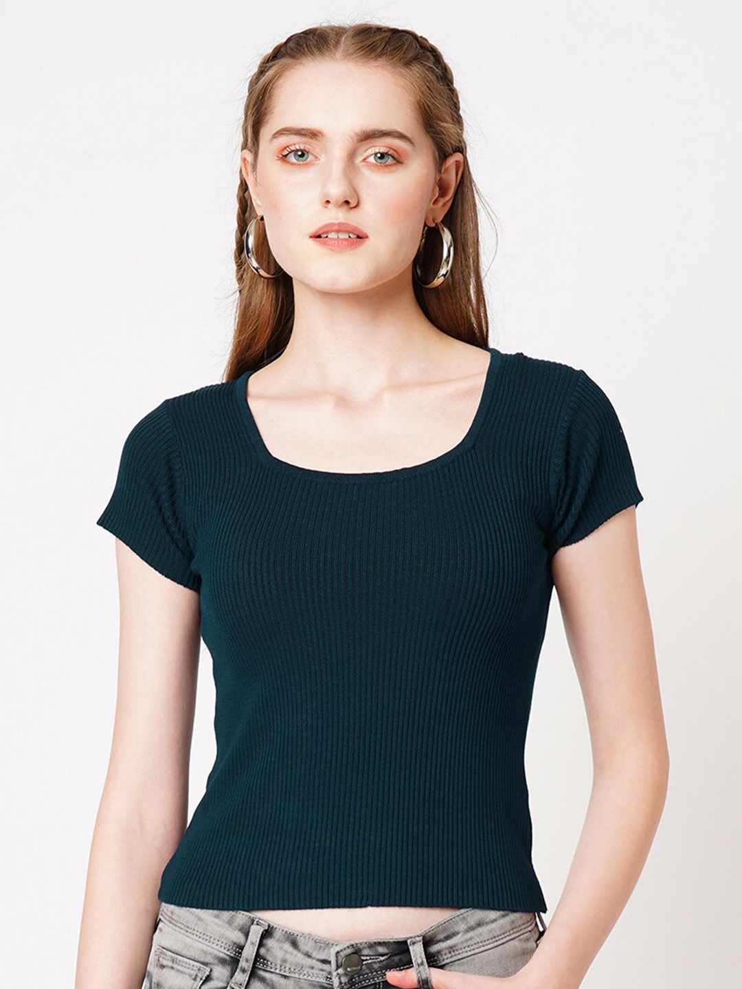 

Kraus Jeans Striped Round Neck Short Sleeves Slim Fit Top, Navy blue