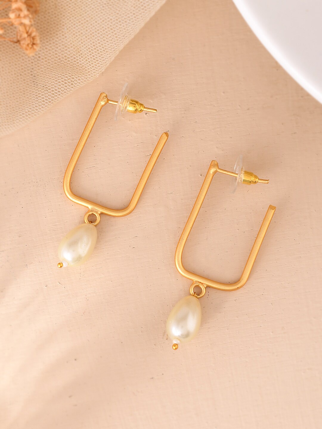 

Silvermerc Designs Gold-Plated Beaded Contemporary Drop Earrings