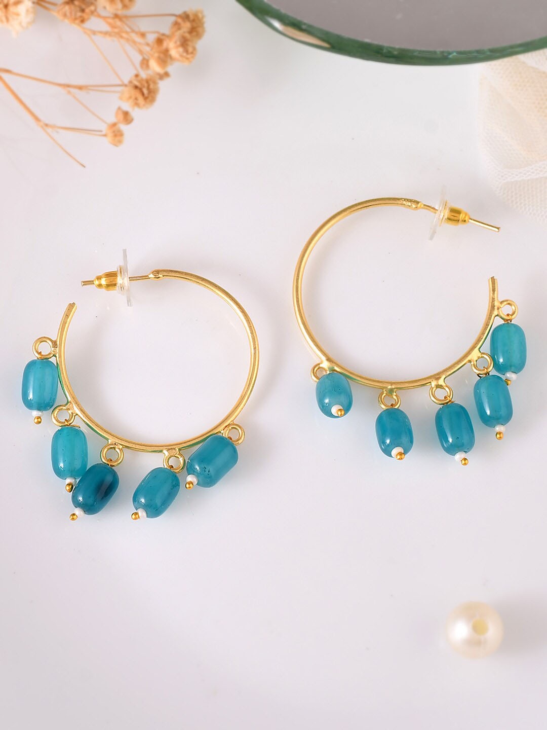 

Silvermerc Designs Gold-Plated Beads Beaded Circular Half Hoop Earrings