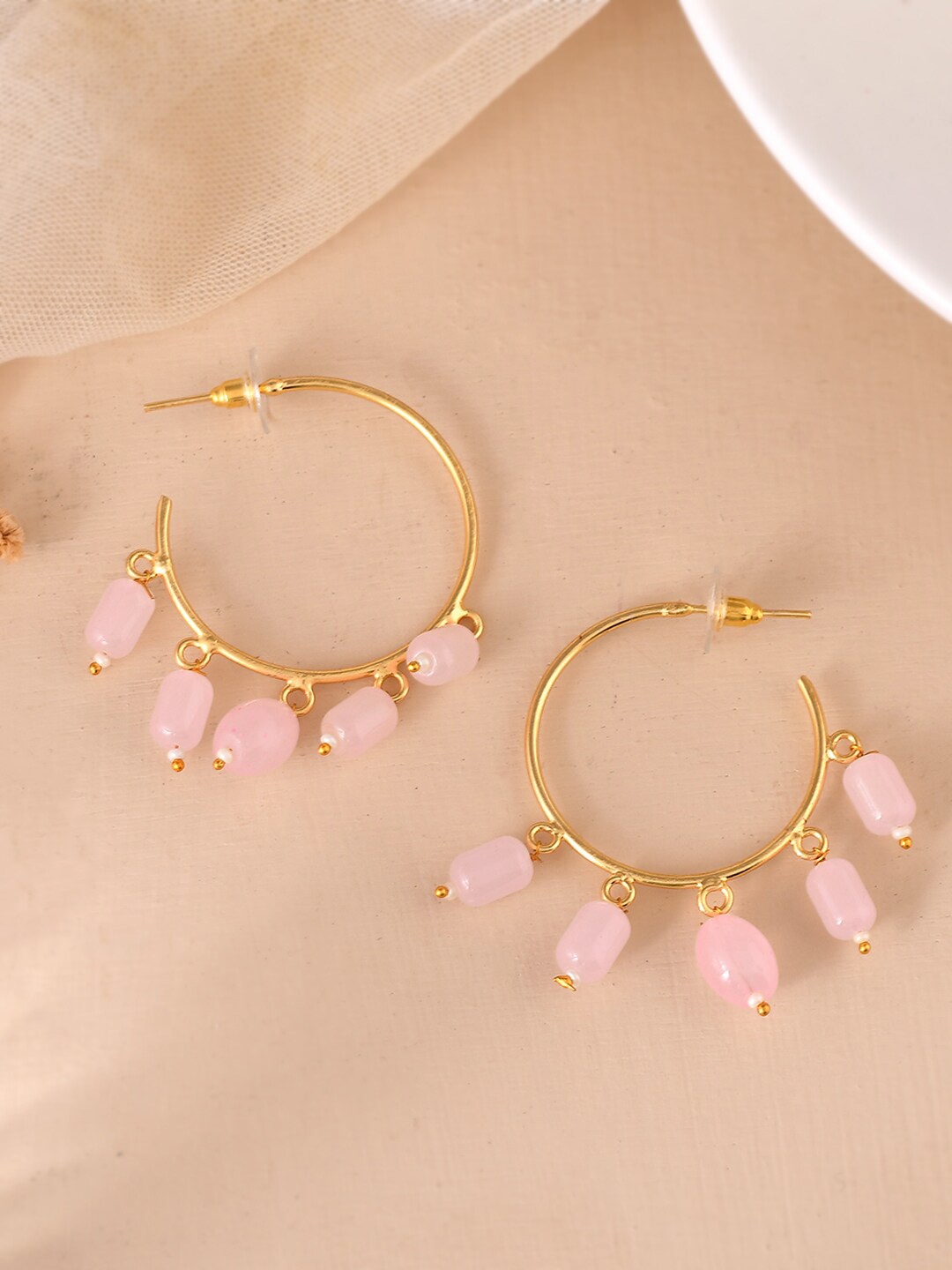 

Silvermerc Designs Gold-Plated Beads Beaded Circular Half Hoop Earrings Earrings