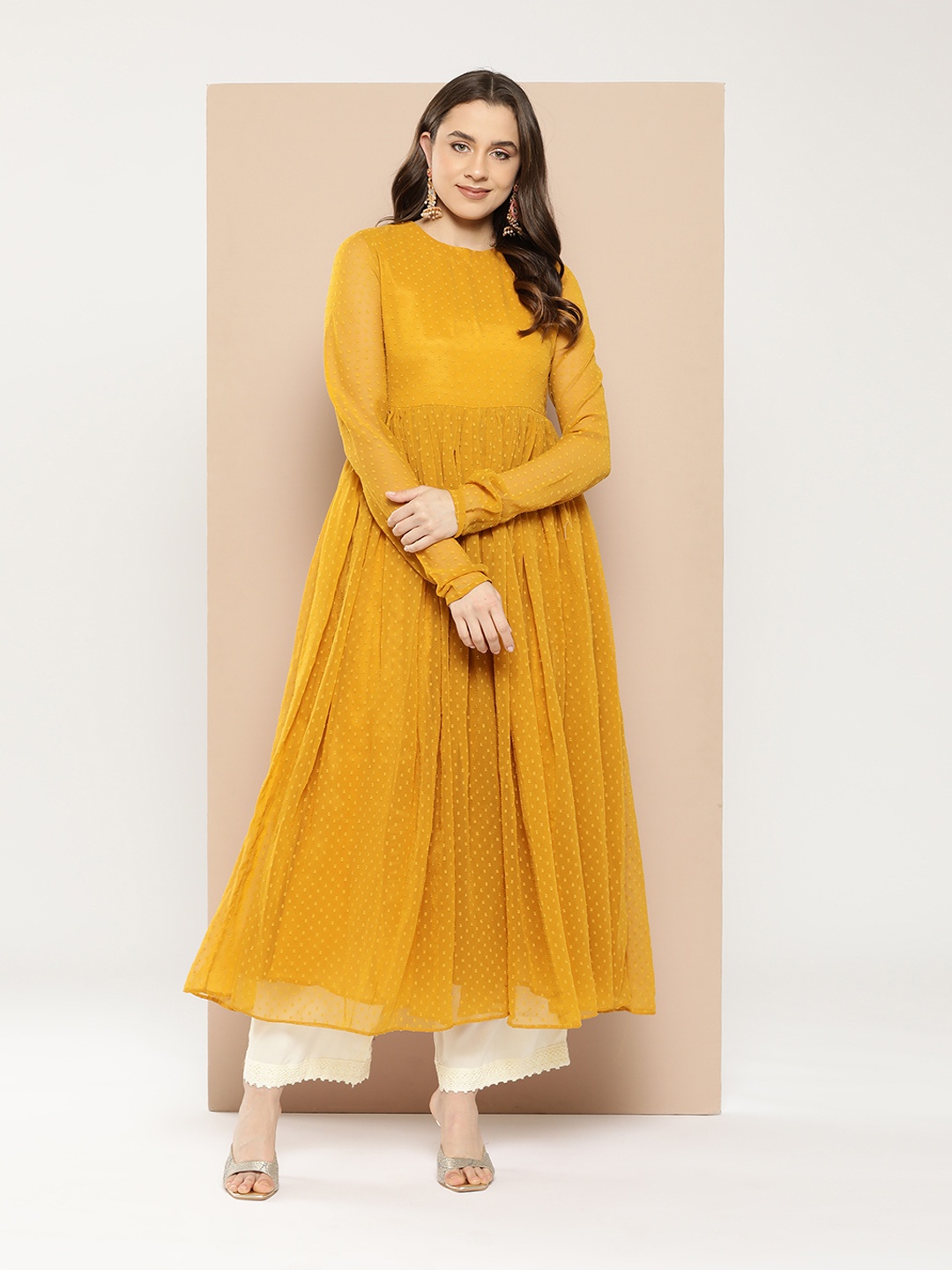 

MBE Georgette Anarkali Kurta, Mustard