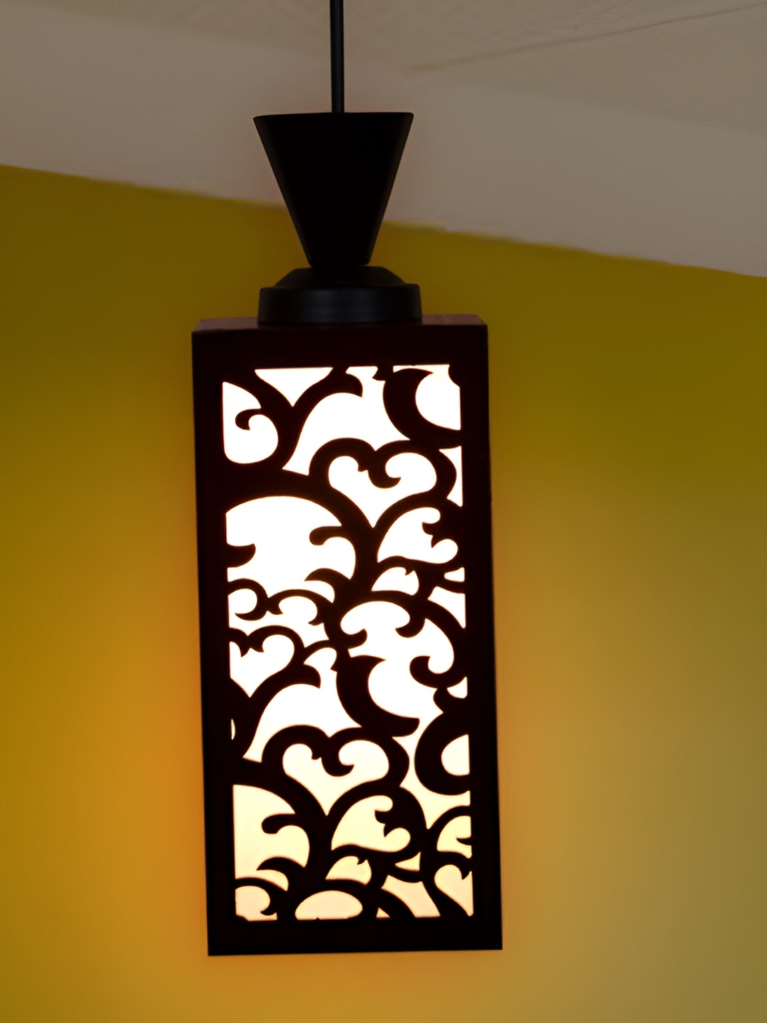 

1ST TIME Brown & White Wooden Textured Traditional Ceiling Lamp