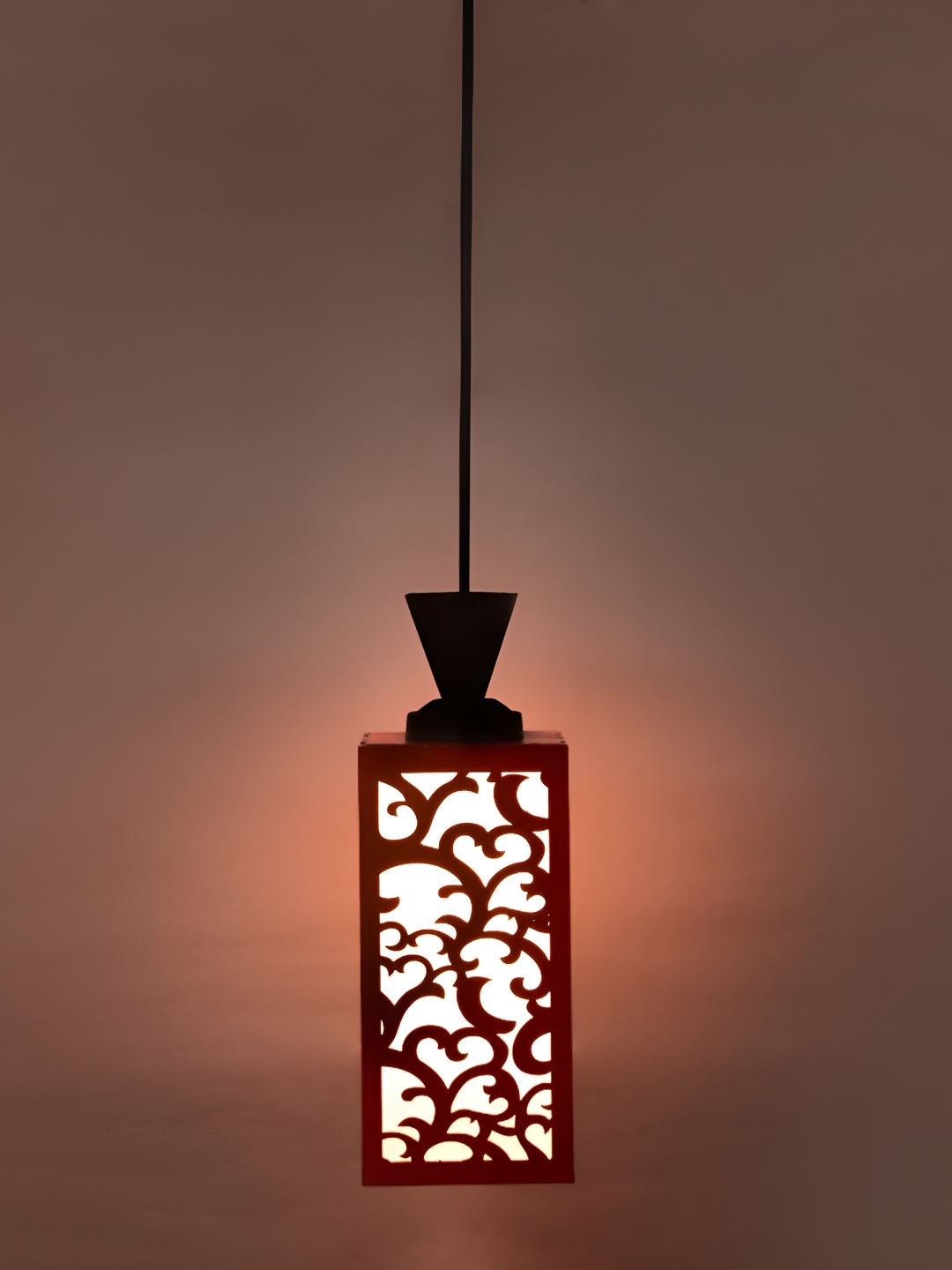 

1ST TIME Red & White Textured Wooden Traditional Ceiling Lamps